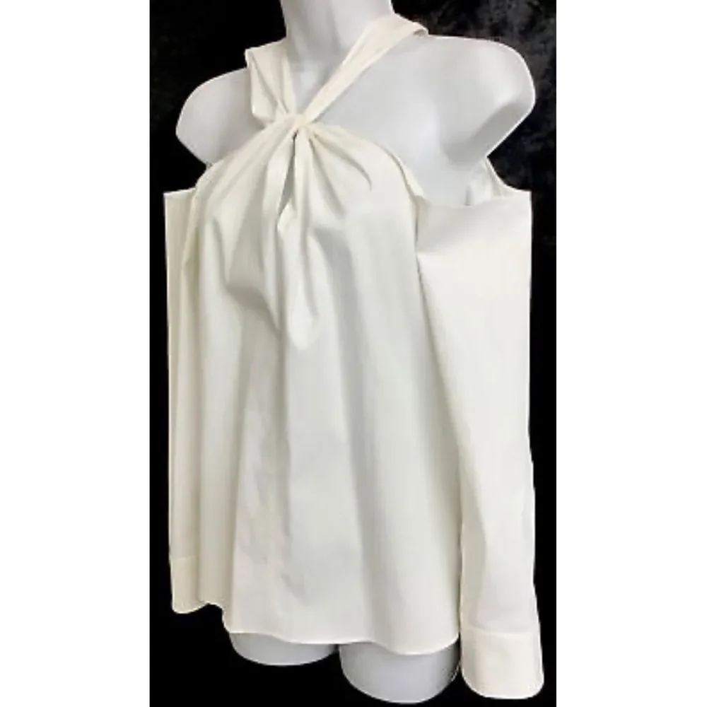 Rag & Bone White Long Sleeve Cotton Elastane Cold Shoulder Twist Neck Sz Small